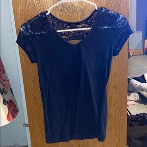 Navy blue open back shirt